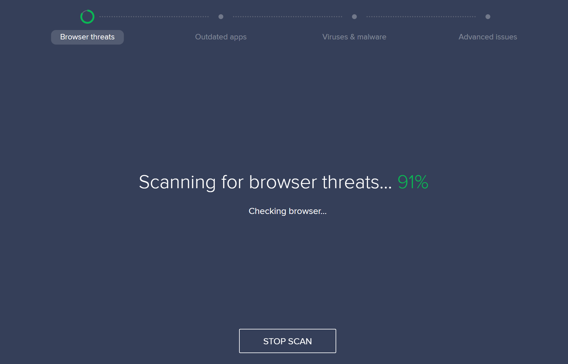 avast antivirus scan in progress
