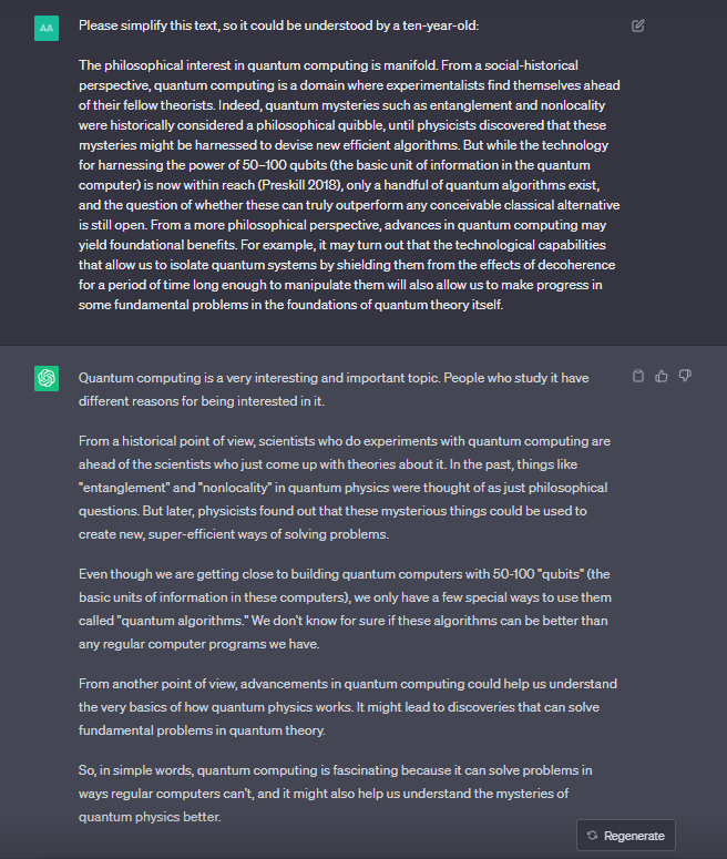 ChatGPT test 9 quantum simplification