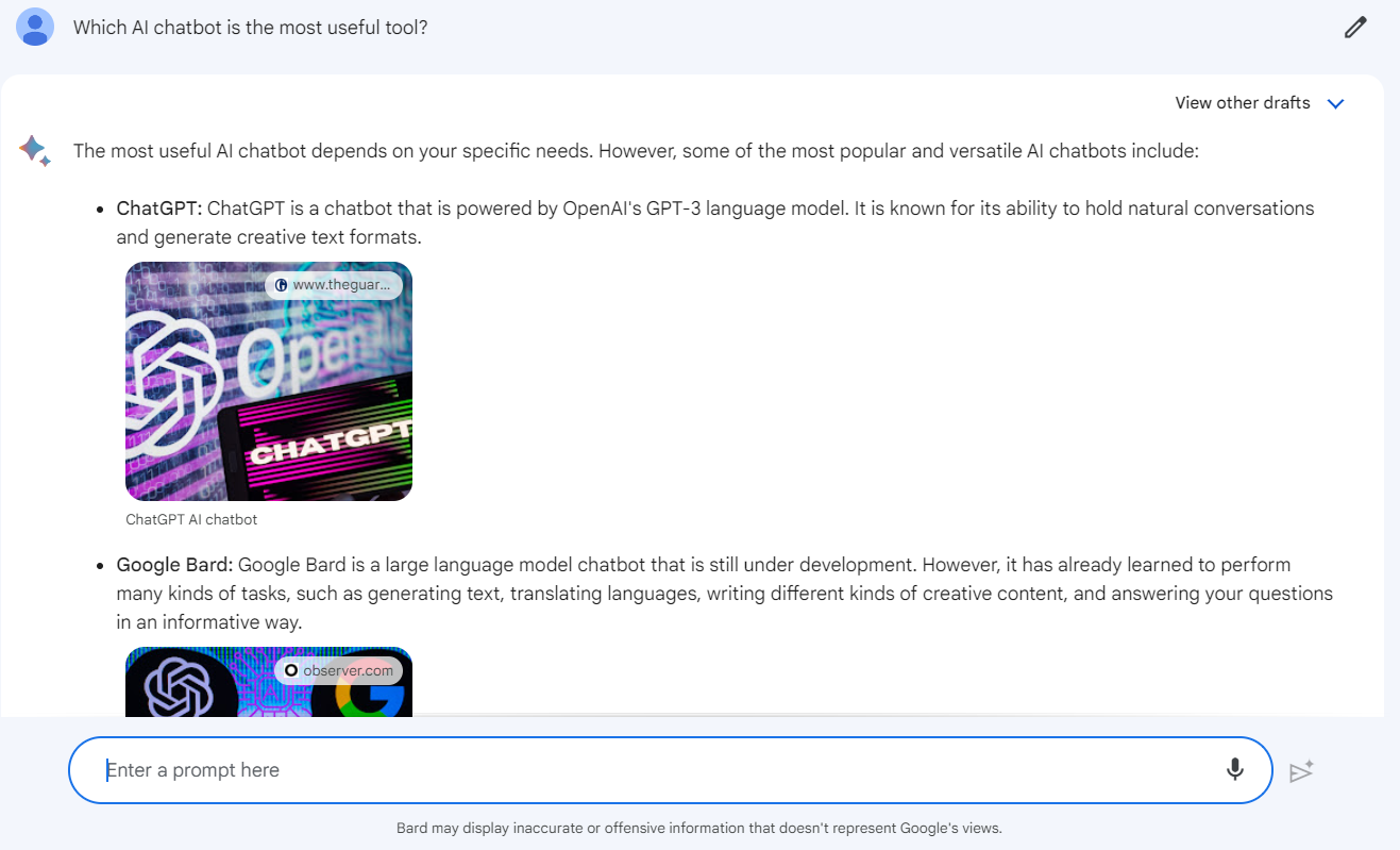 Bard PaLM 2 test: What's the most useful chatbot?
