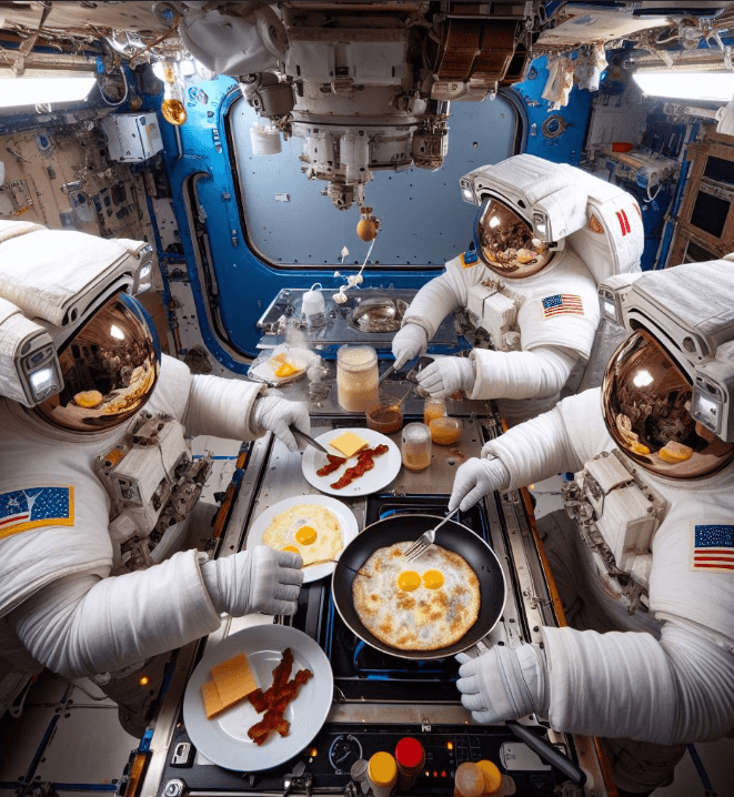 Bing Making Omelets in Space