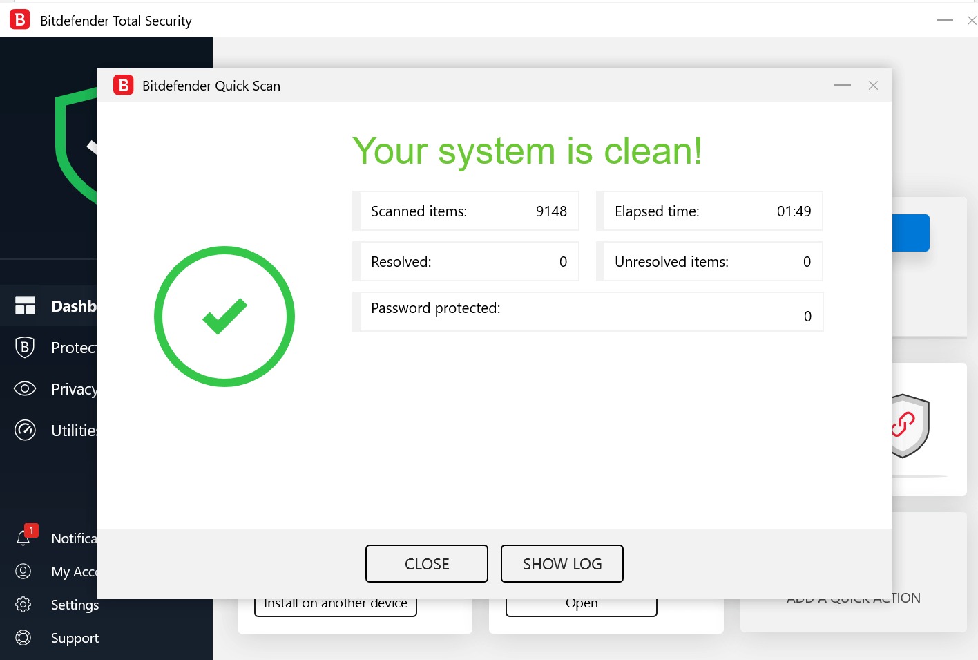 bitdefender antivirus scan results