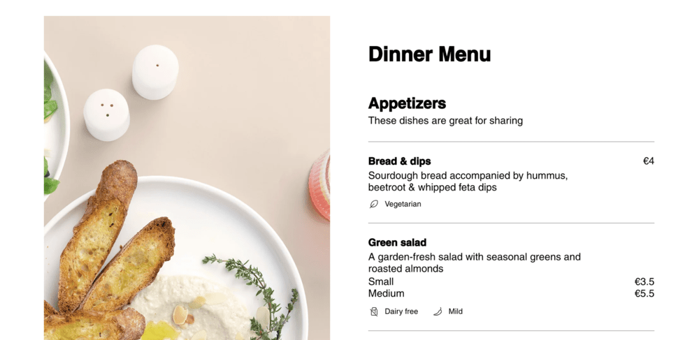 Wix's new Restaurants Menu app
