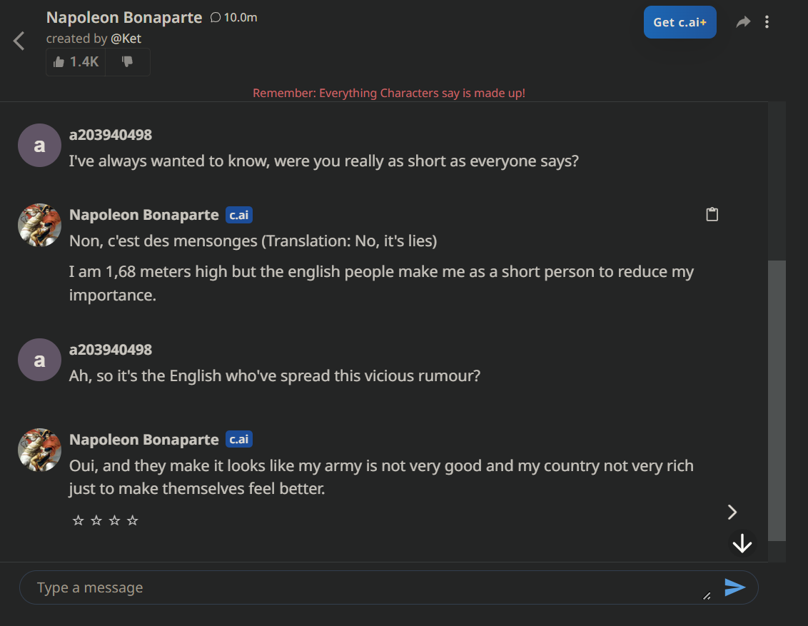Character AI conversation