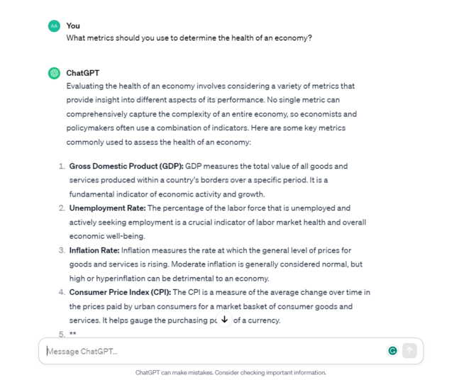 chatgpt economy question