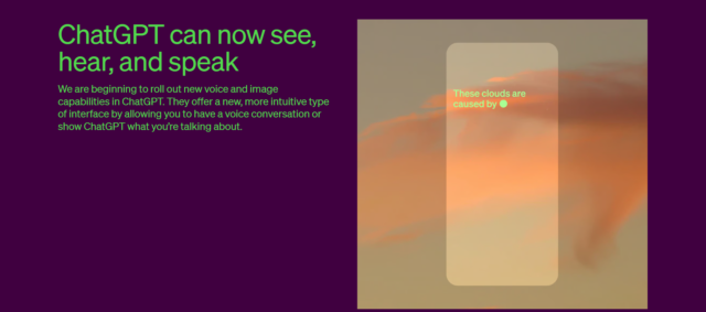 Screenshot of ChatGPT update introducing voice and image support