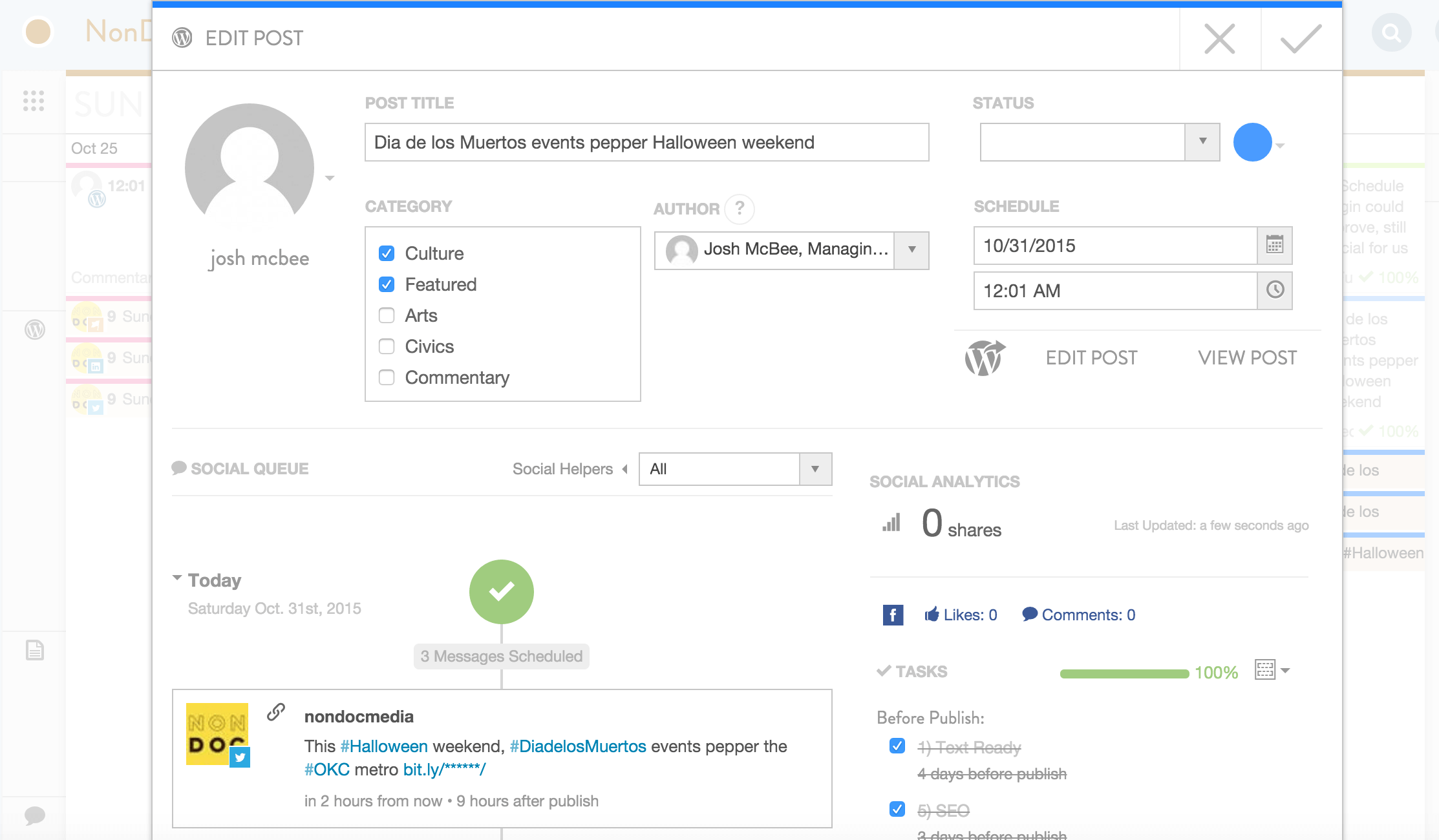 CoSchedule Create Post