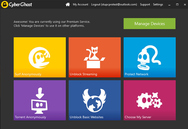 CyberGhost premium service
