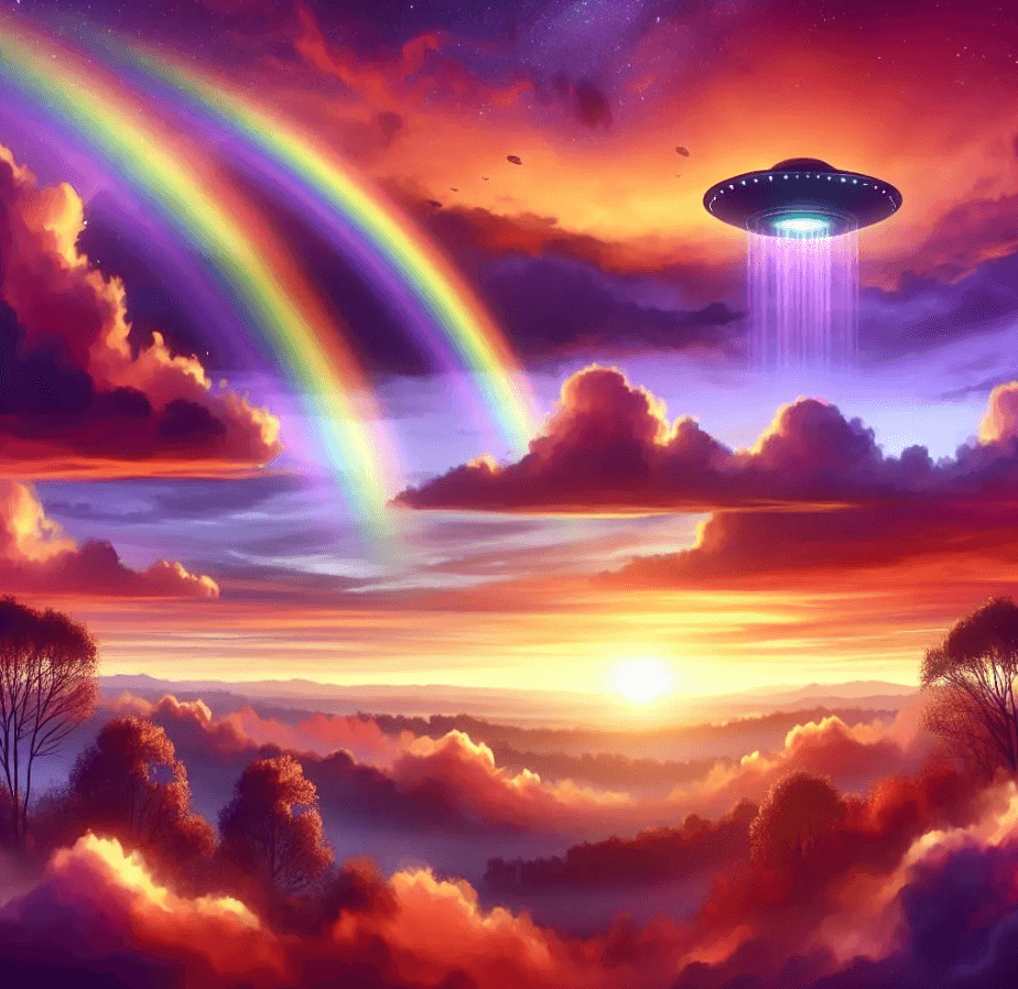 DALL-E Sunset Rainbow UFO