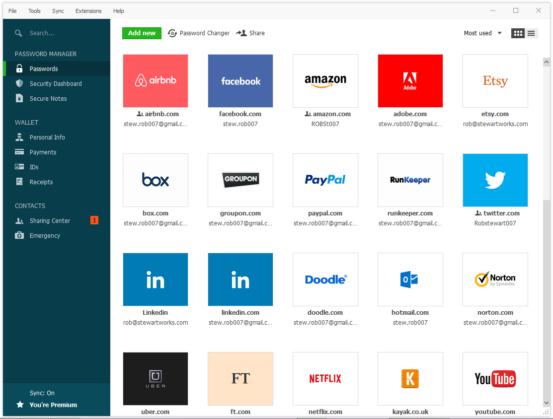 Dashlane Dashboard
