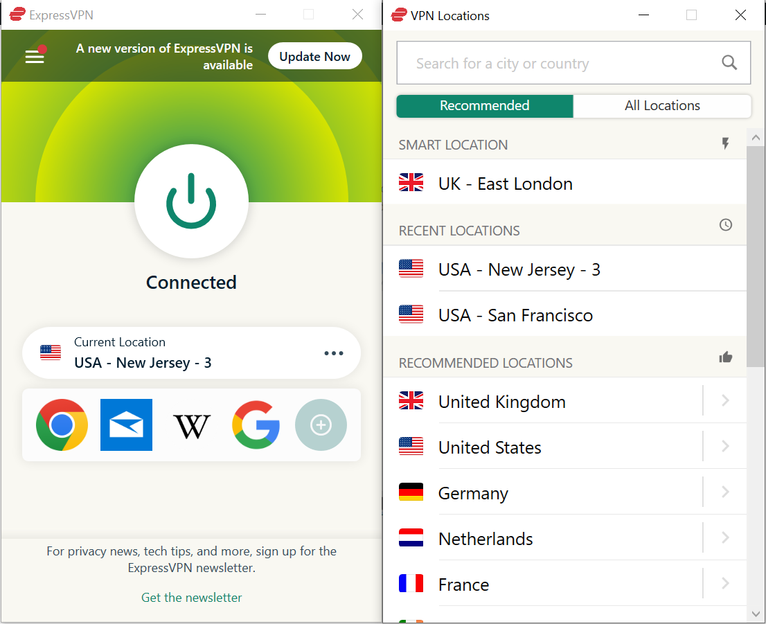 The ExpressVPN Interface