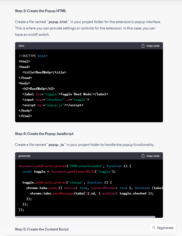 coding a chrome extension with ChatGPT