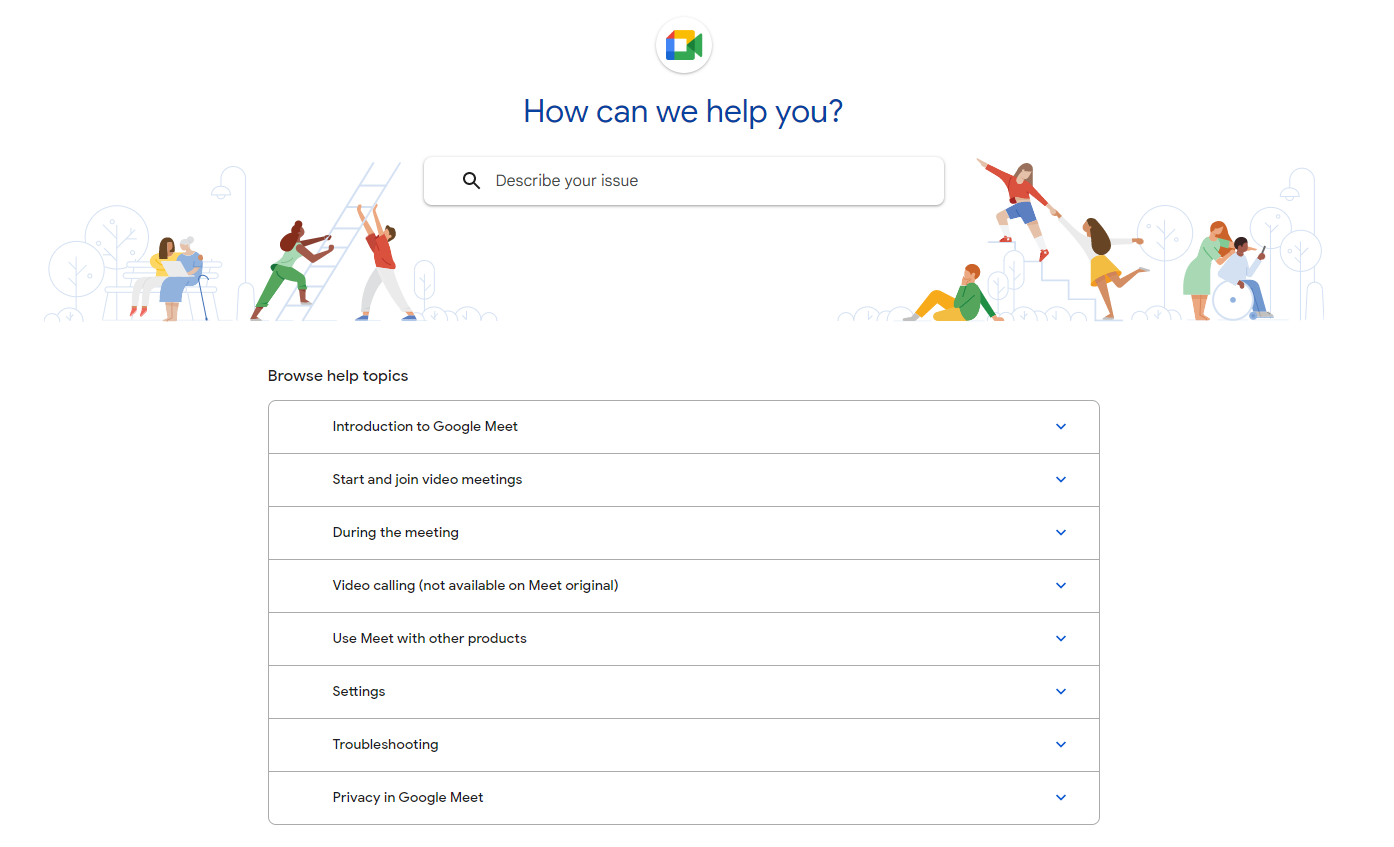 Google Meets support bar