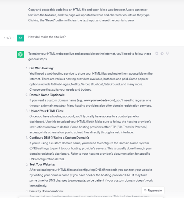 instructions to get your site live