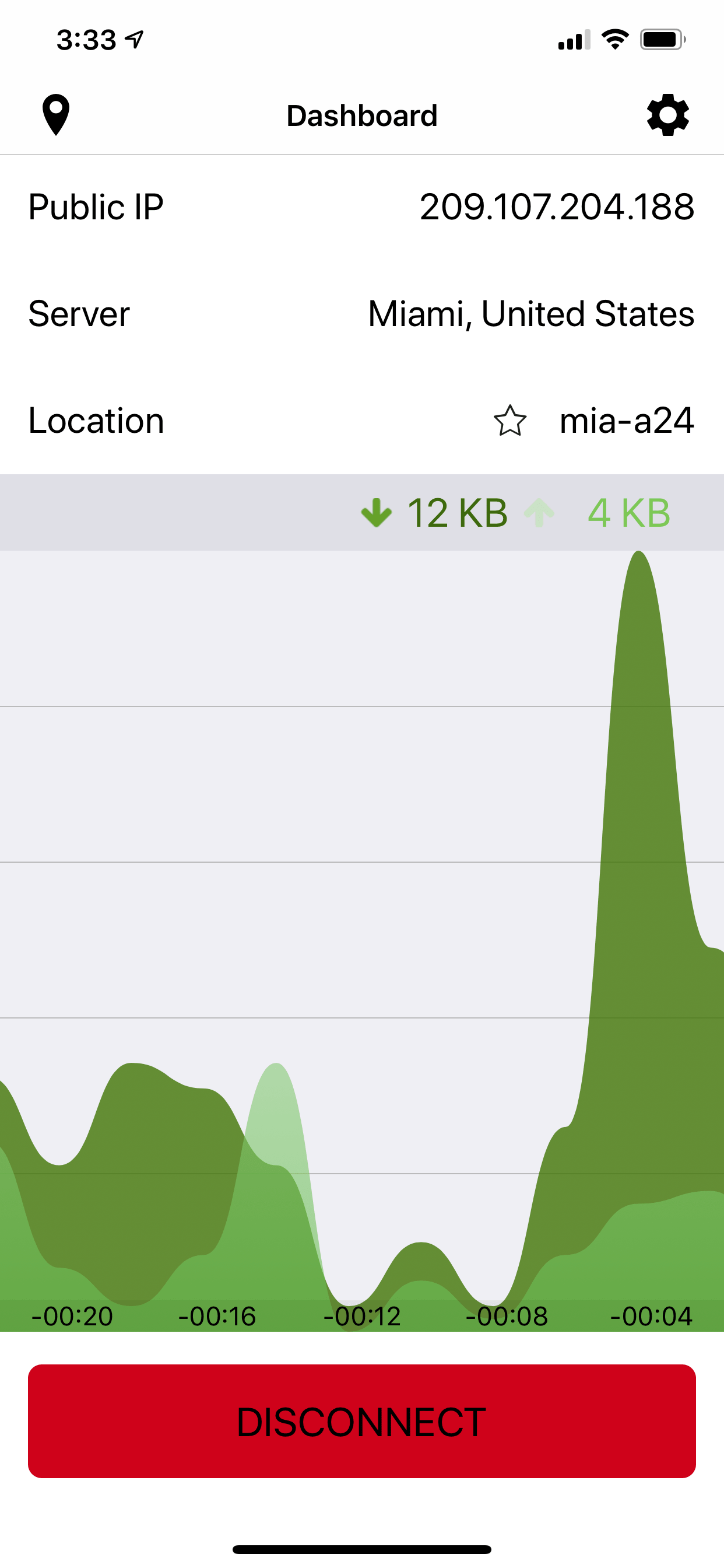 IPVanish iPhone Screenshot Example