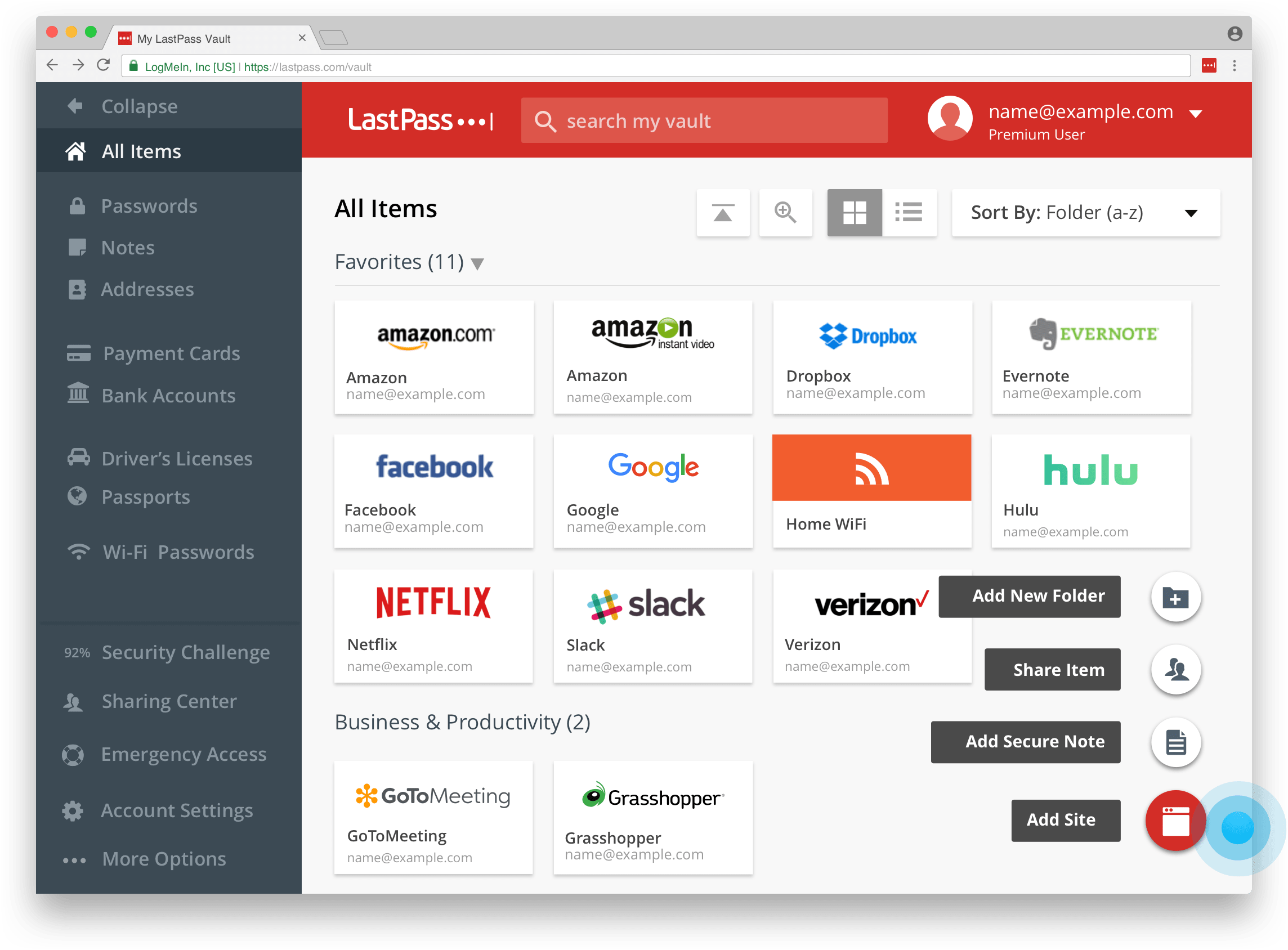 LastPass Dashboard