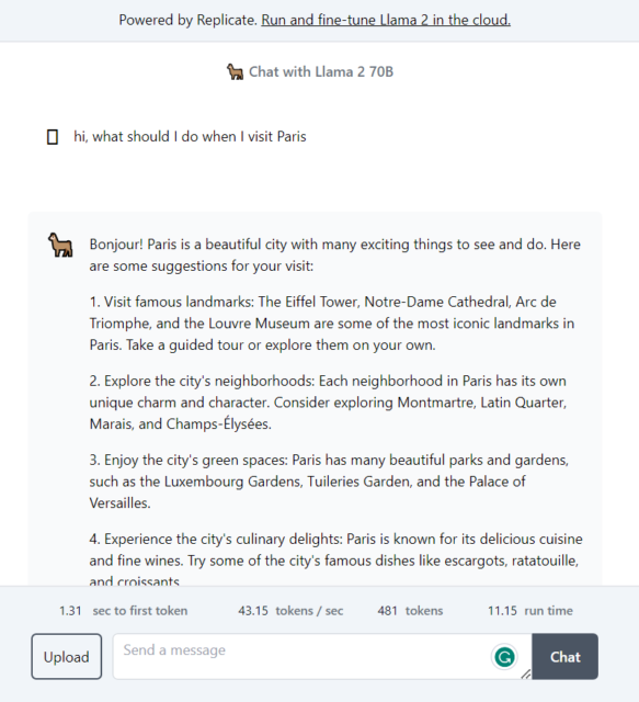 a chat with Llama 2
