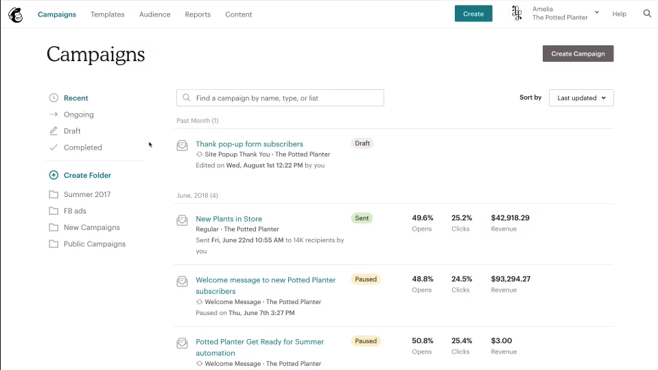 Mail Chimp Interface