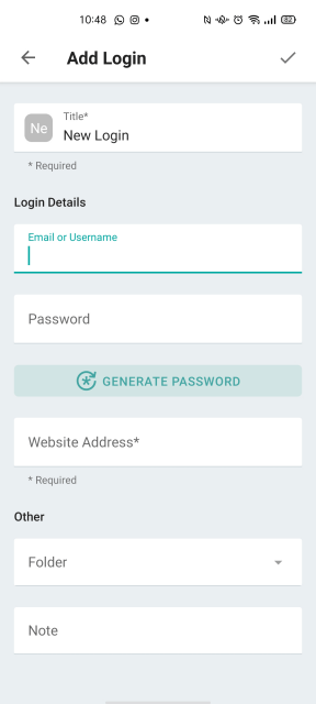 NordPass Mobile add Login
