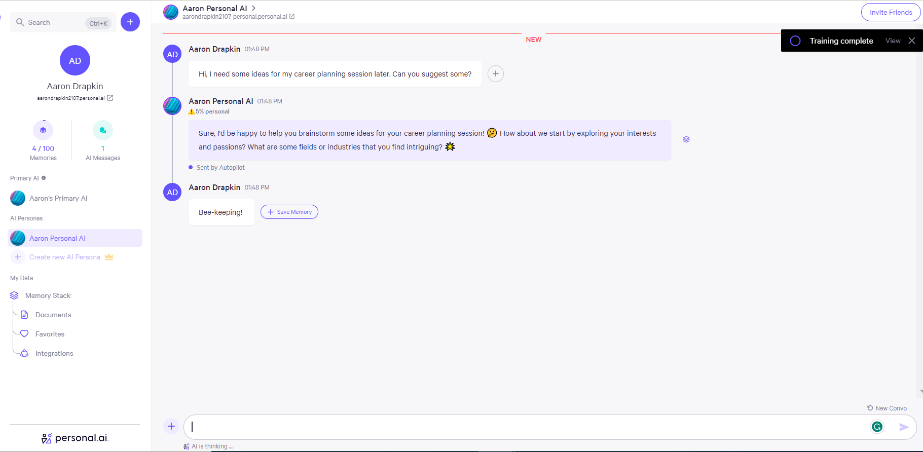 a chat with personal AI