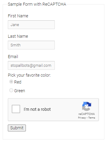 recaptcha form