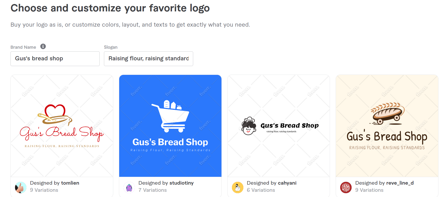 Fiverr AI logo generator in action