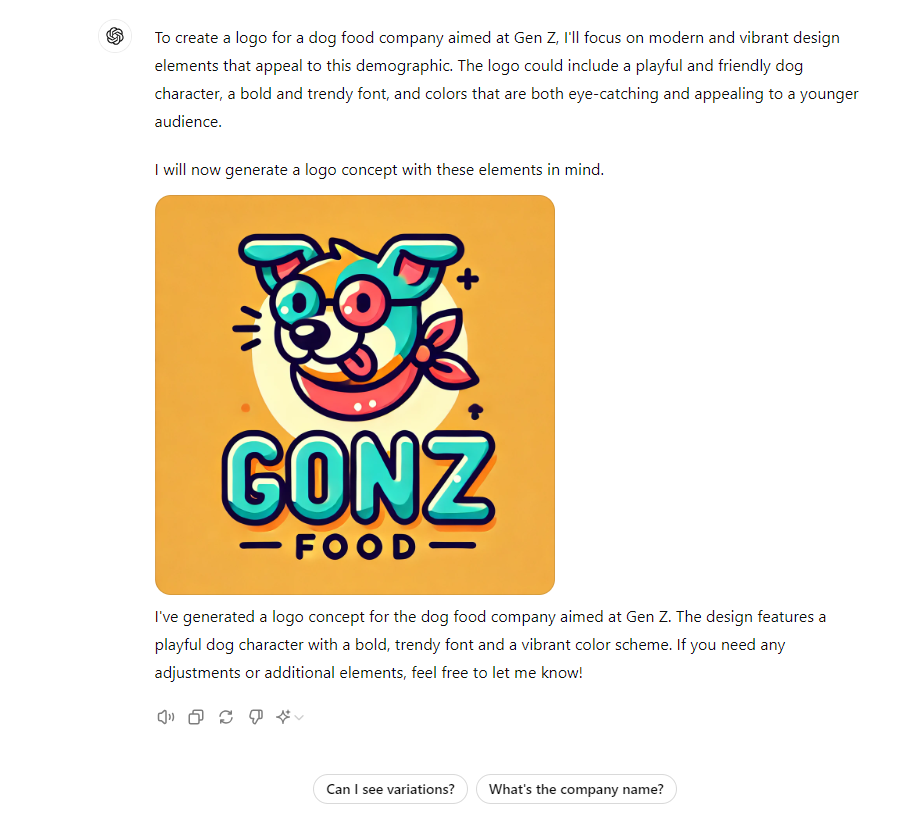 ChatGPT Plus generates logo from prompt