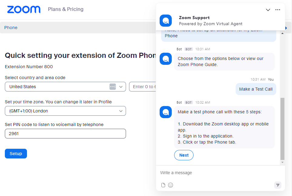 Zoom live chat