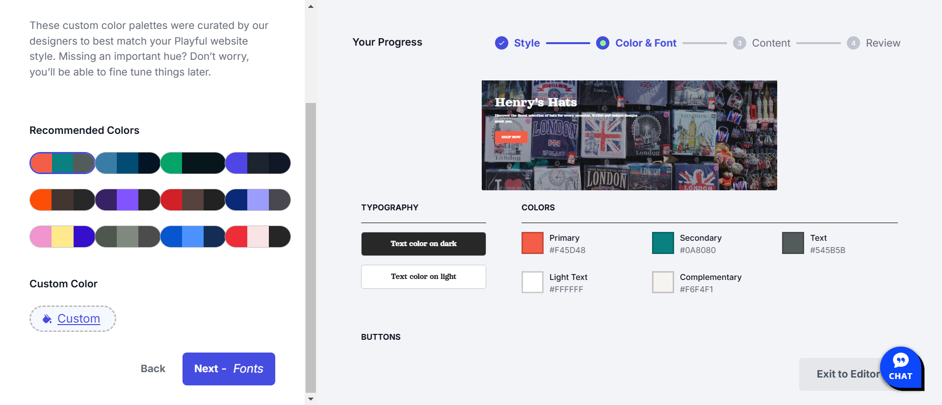 Screenshot of Web.com website builder