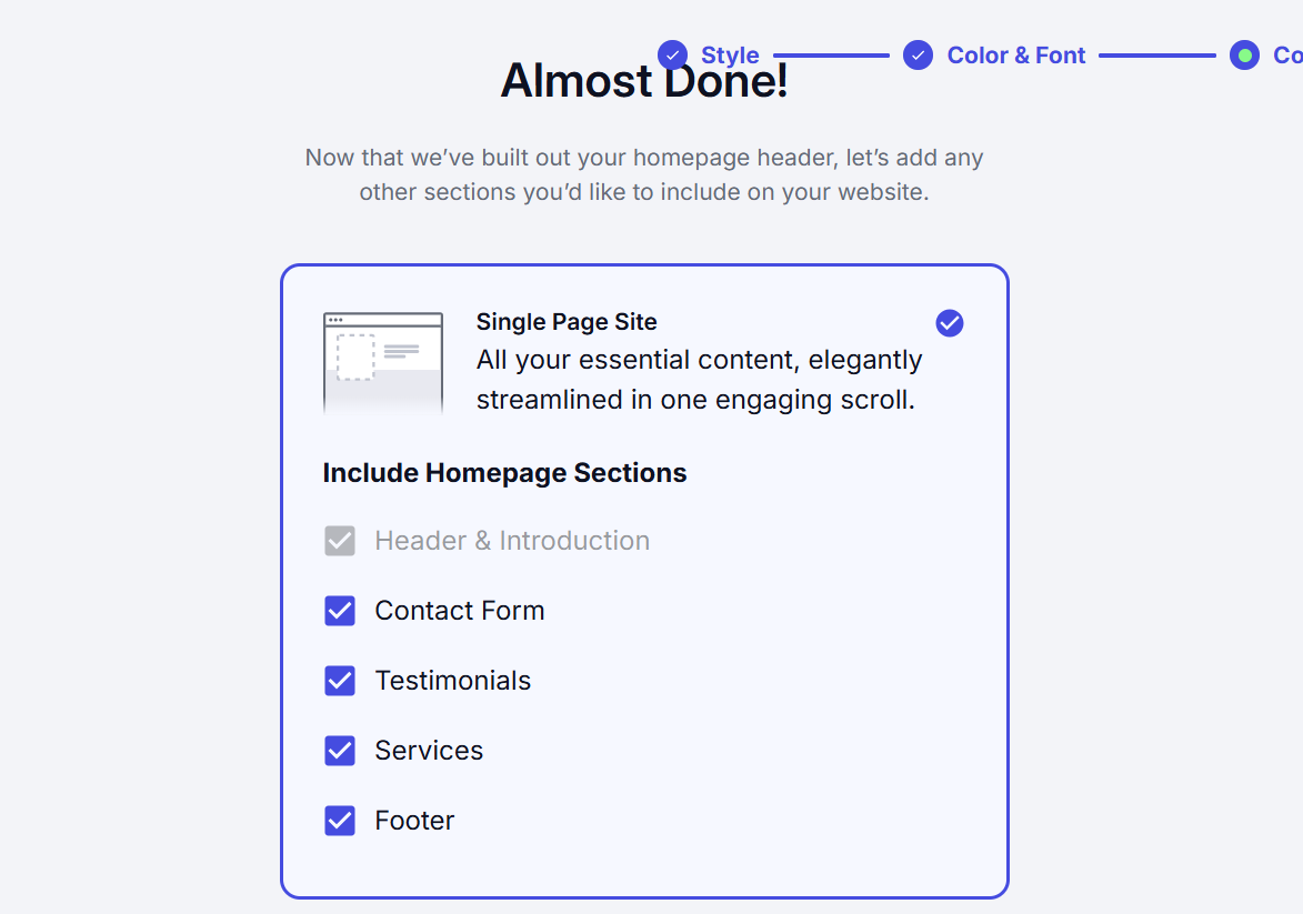 Screenshot of Web.com website builder