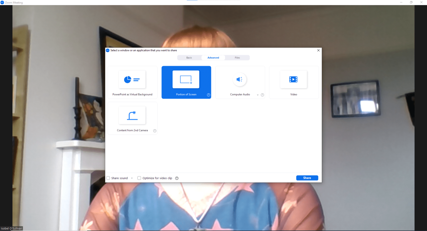 Zoom's screen share feature