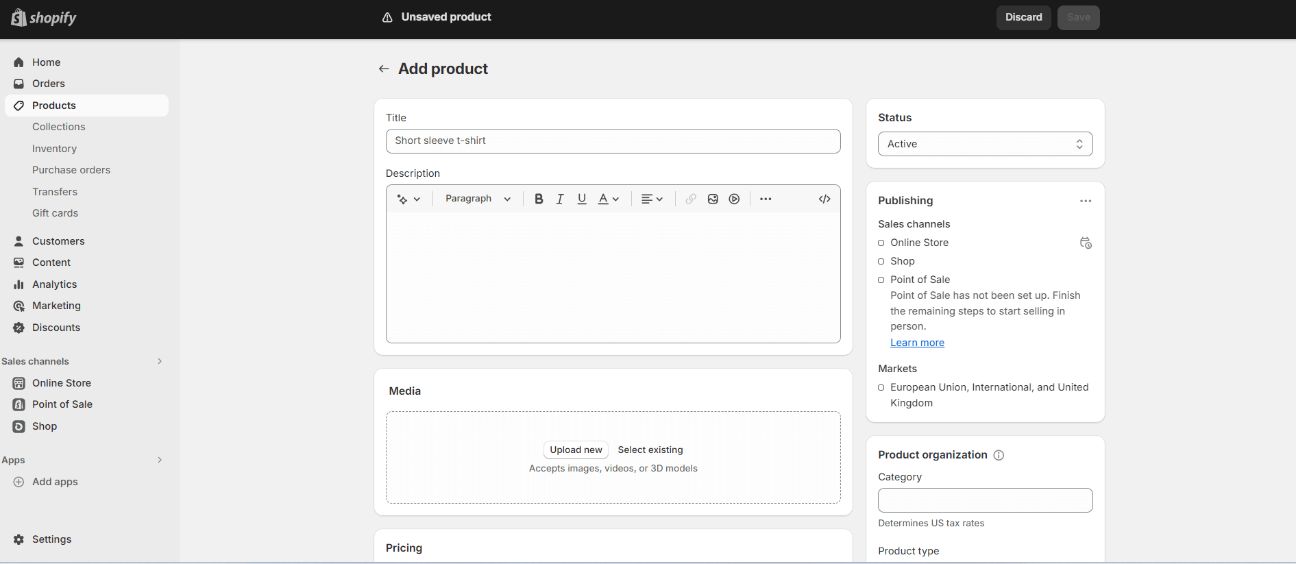 Shopify POS: adding Products
