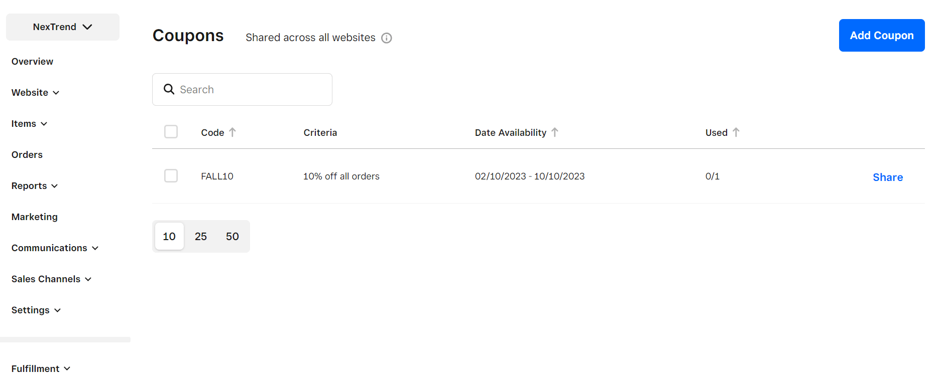 Square Online offers a coupon dashboard for tracking coupon use. Source: Tech.co testing