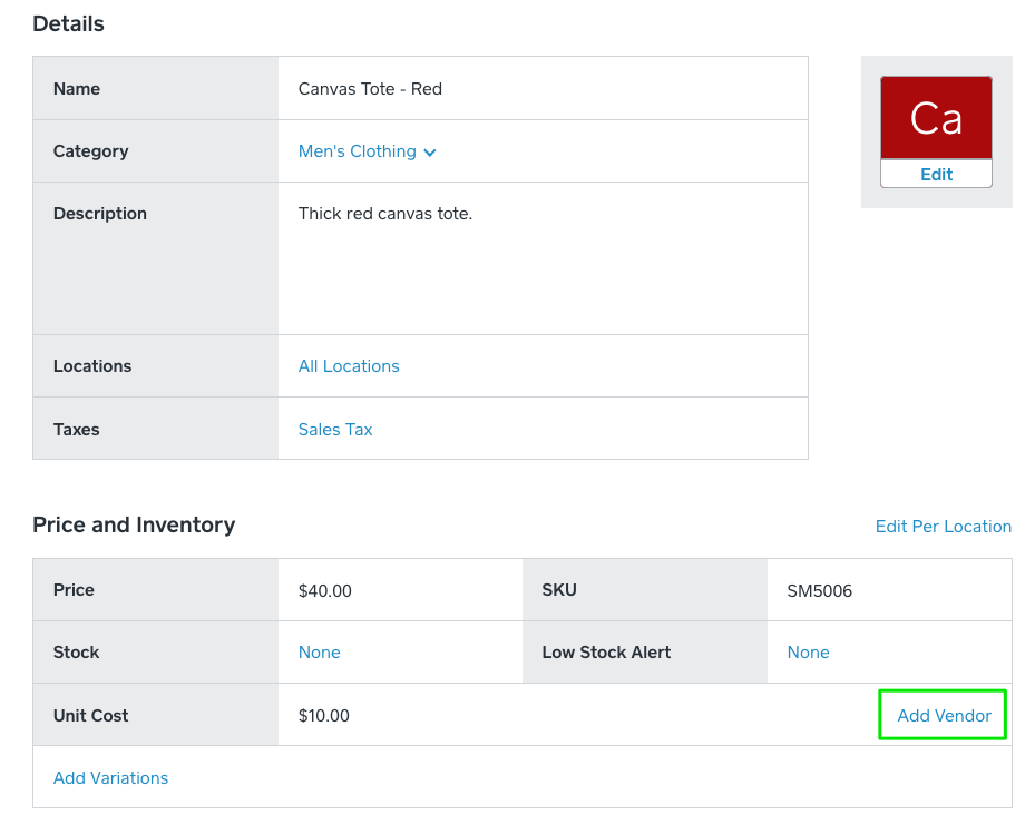 Square POS: Adding a product