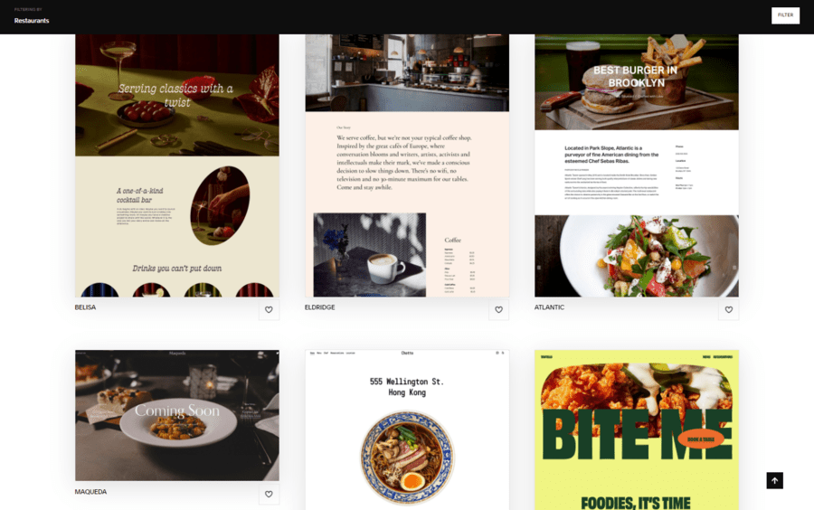 Squarespace restaurant templates