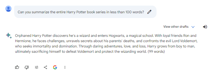 Bard's summary of harry potter
