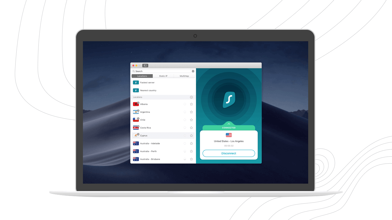 Surfshark Computer status connected screenshot