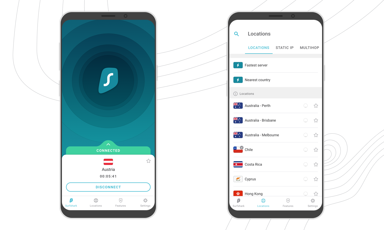 Surfshark phone app preview