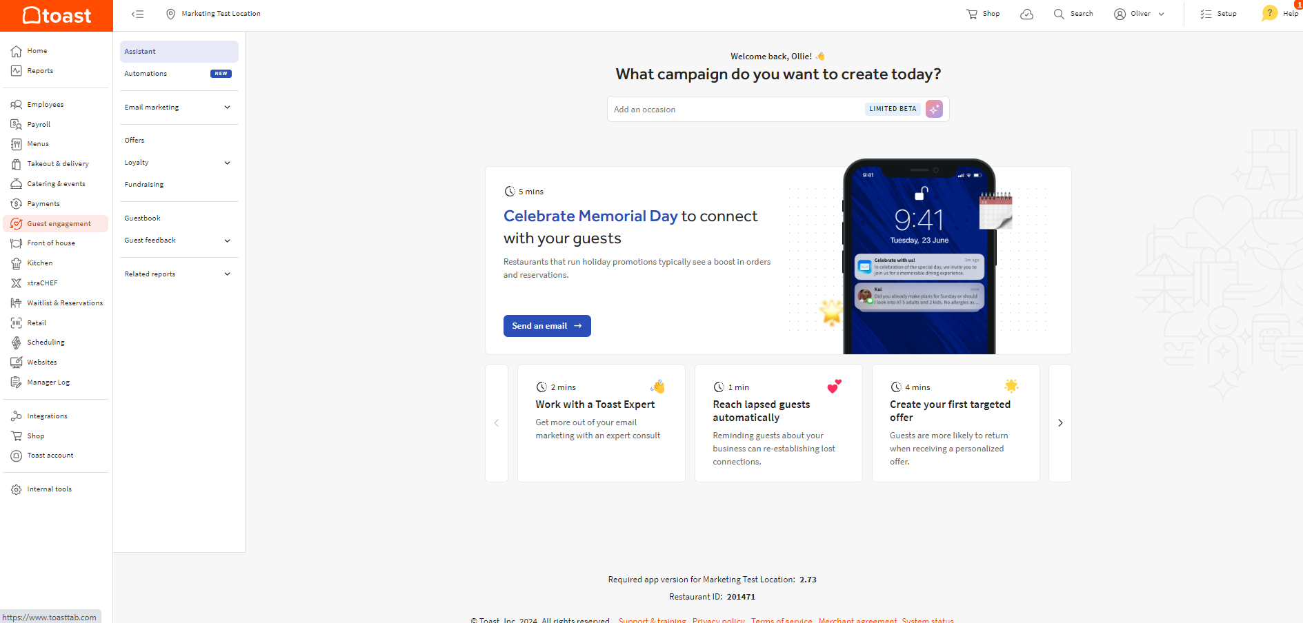 Toast Customer Engagement