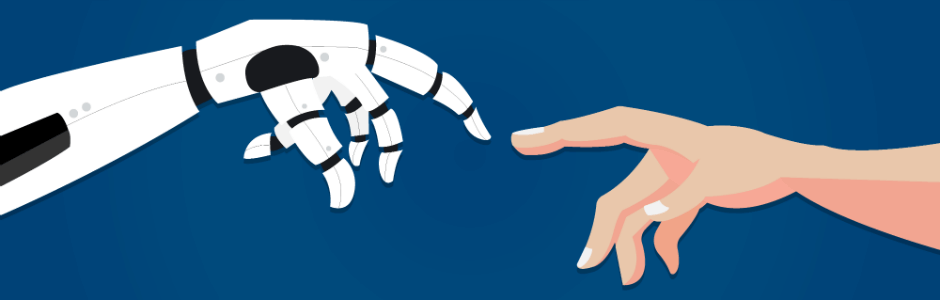 Robot hand touching human hand technology Ali Shah ICO