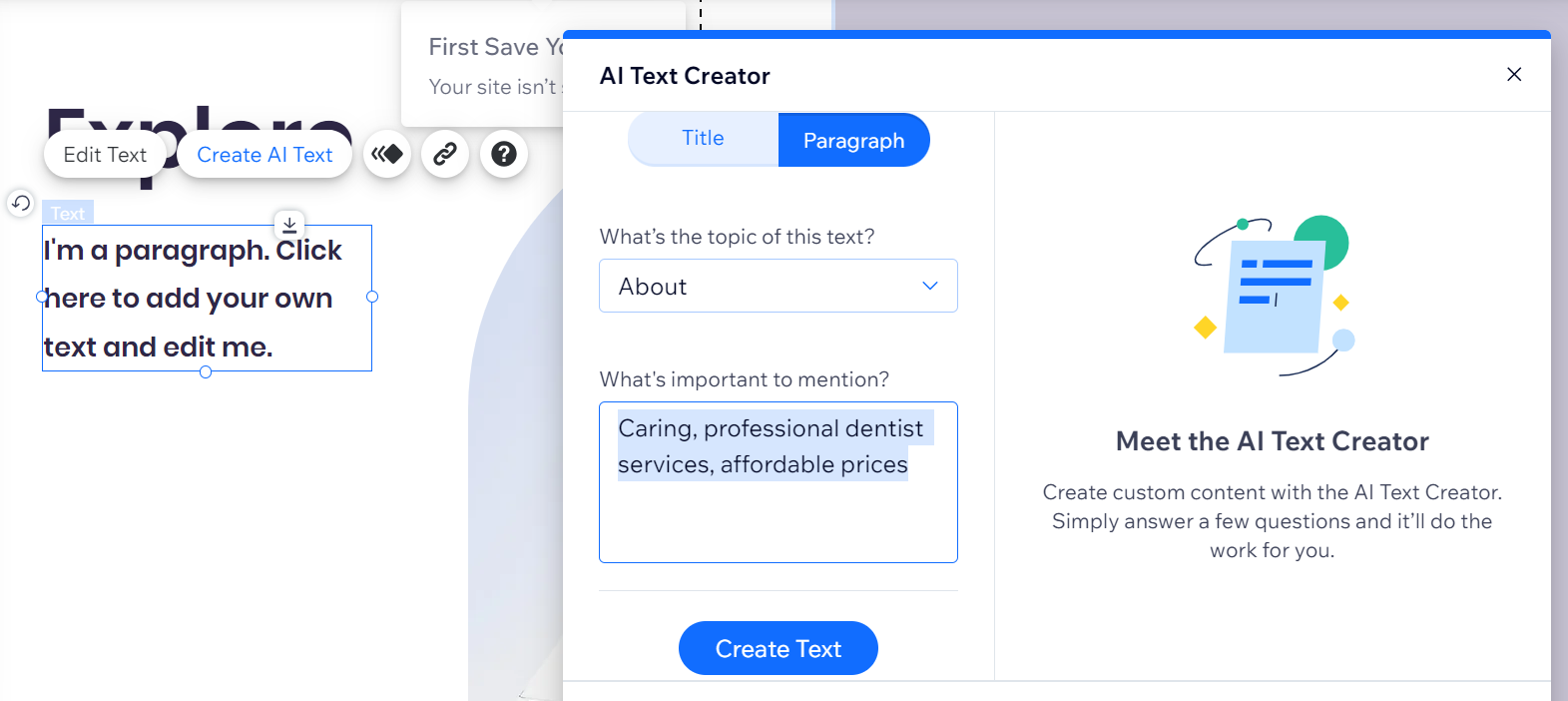 Wix AI Text Creator