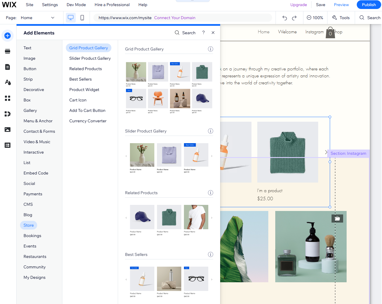 Wix Ecommerce Elements