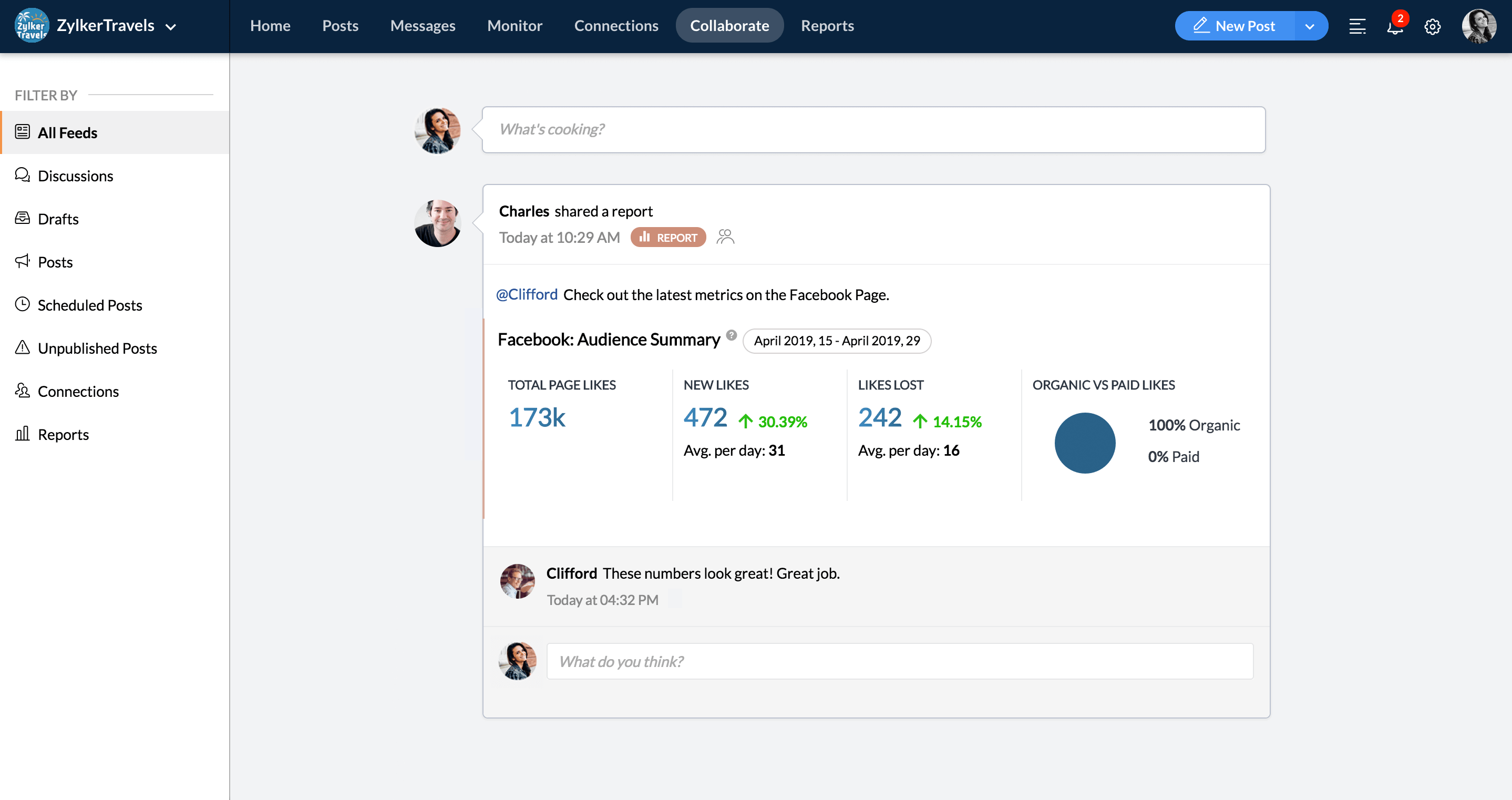 Zoho Social: agents collaborate