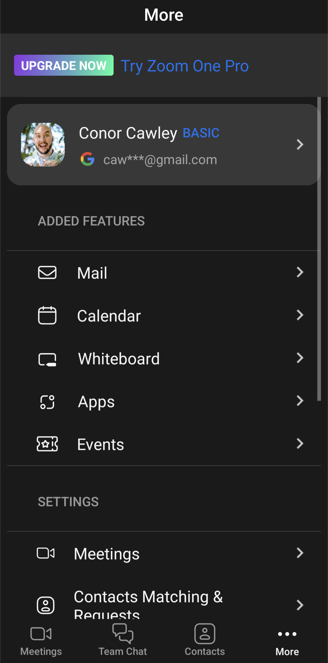Zoom App More Menu