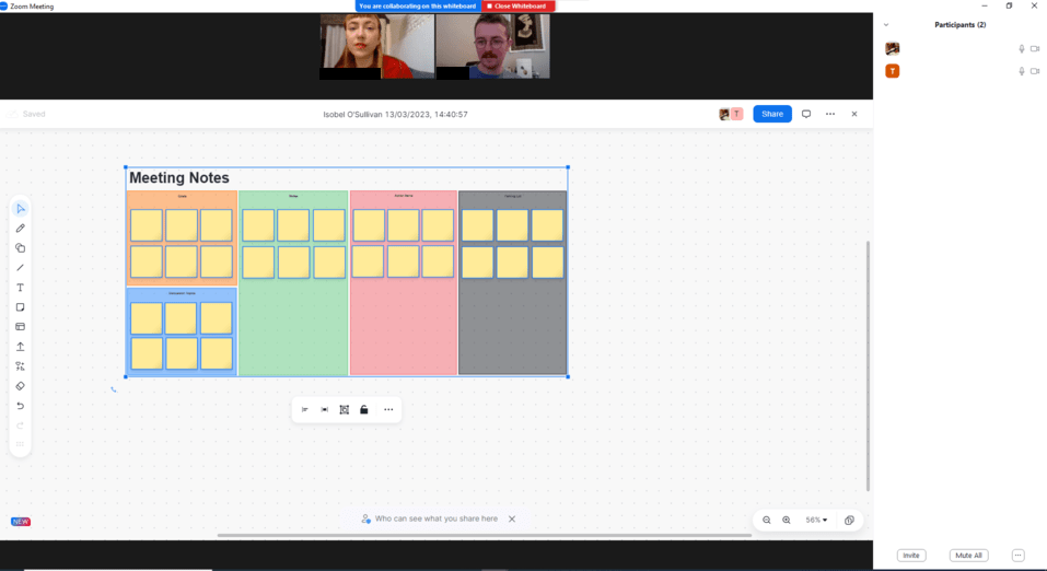 Zoom Whiteboard Interface. Source: Tech.co testing