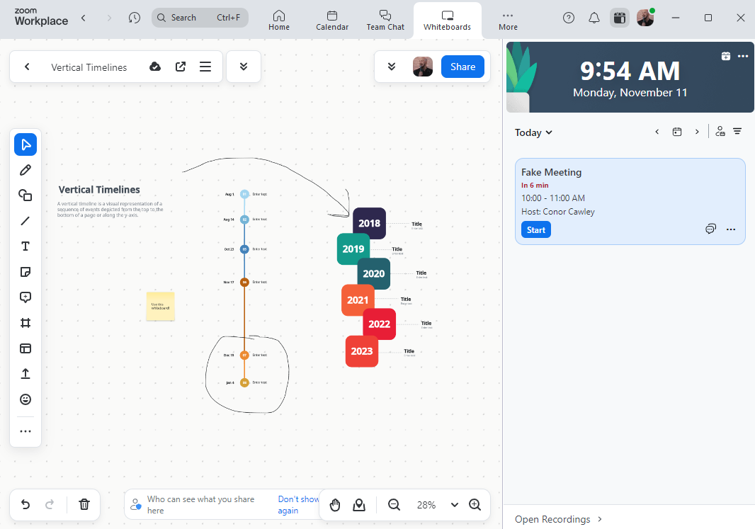 Zoom Whiteboard interface. Source: Tech.co testing